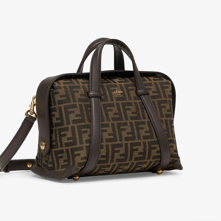 Affordable HOT Medium Fabric Boston In Bag FF Brown Fendi Motif 365 0815